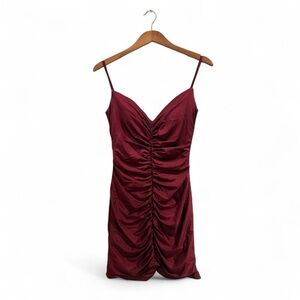 NWT La Femme Ruched V-Neck Mini Dress